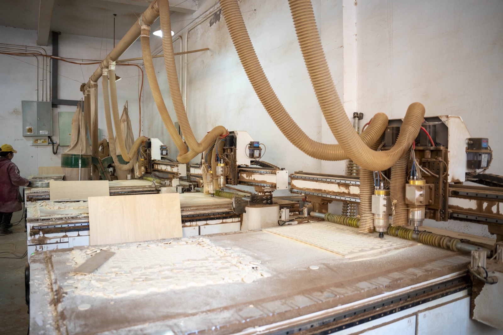 Packed wooden toy parts in factory
